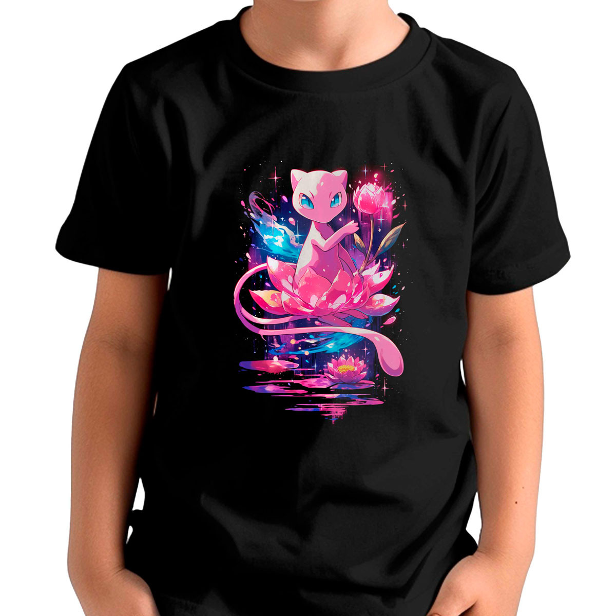 poleras-gym-anime-black-mew-lotus-pokemon-manga-corta