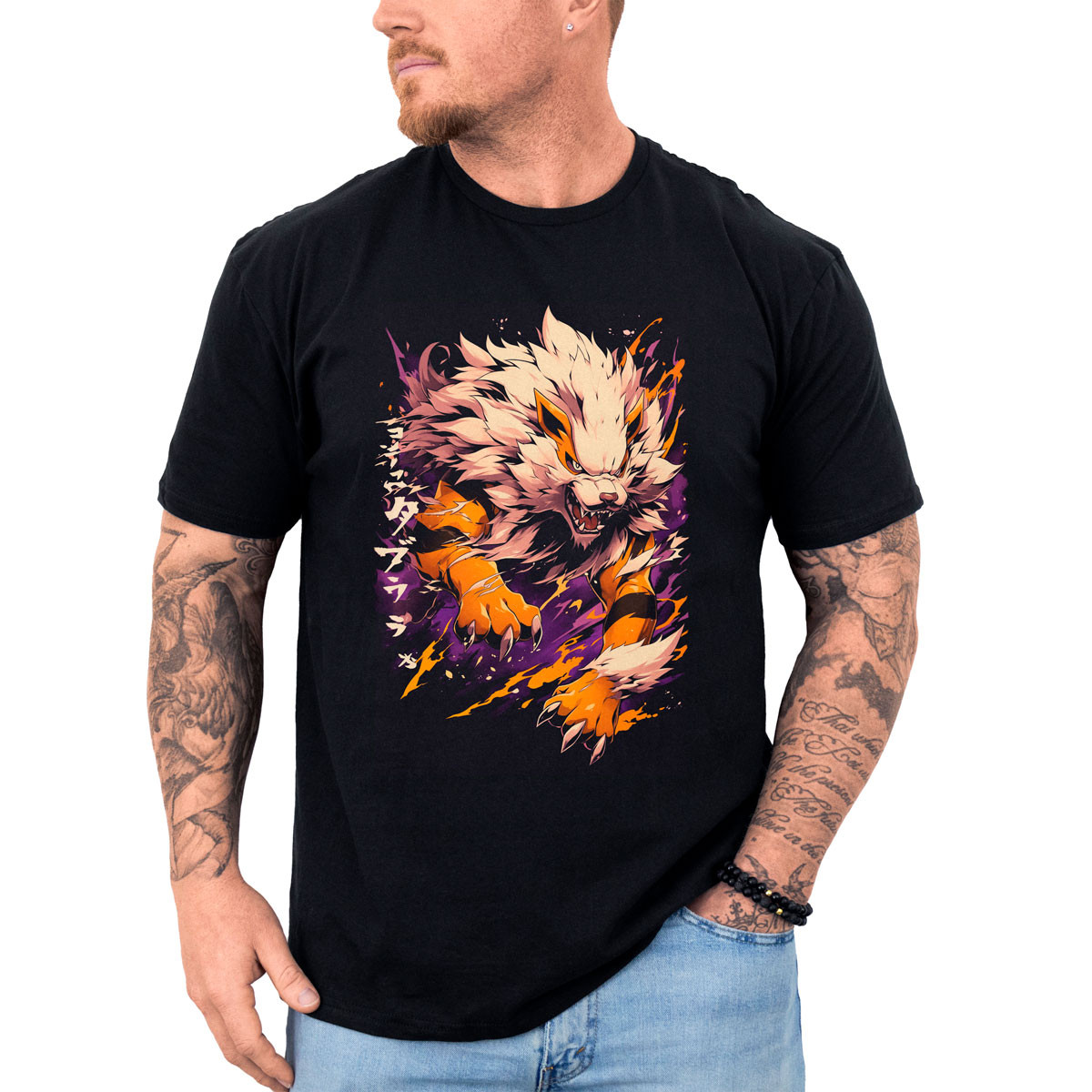 poleras-hombre-anime-arcanine-atacando-alta-calidad