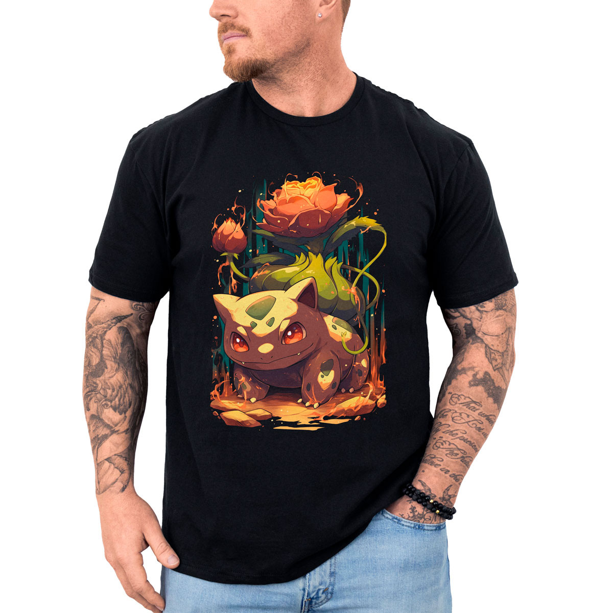 poleras-hombre-anime-bulbasaur-dise-o-negro-brillante