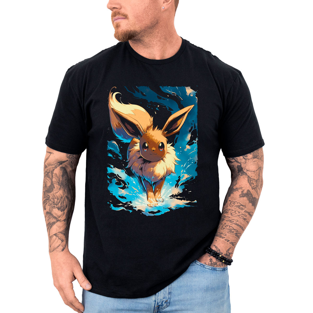 poleras-hombre-anime-eevee-pok-mon-estampada-batalla