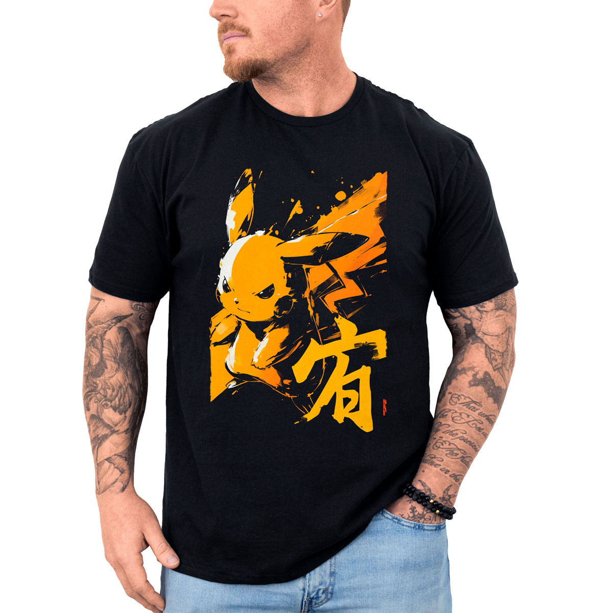 poleras-hombre-anime-estampada-frontal-pikachu-ink-pok-mon