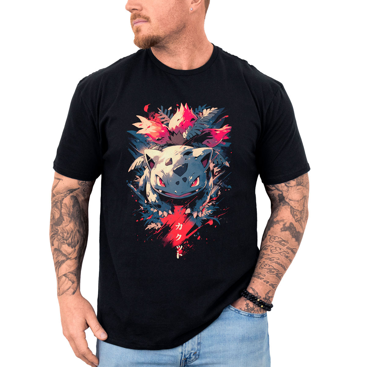poleras-hombre-anime-estampado-ivysaur-pok-mon