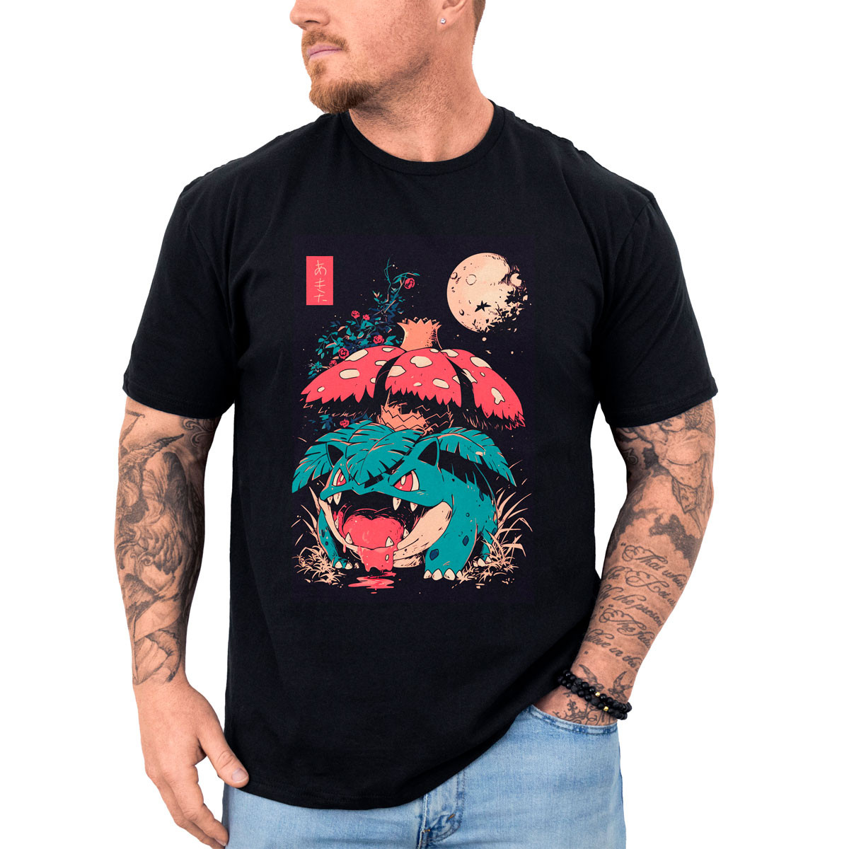 poleras-hombre-anime-estampado-suave-venusaur-y-luna-pok-mon