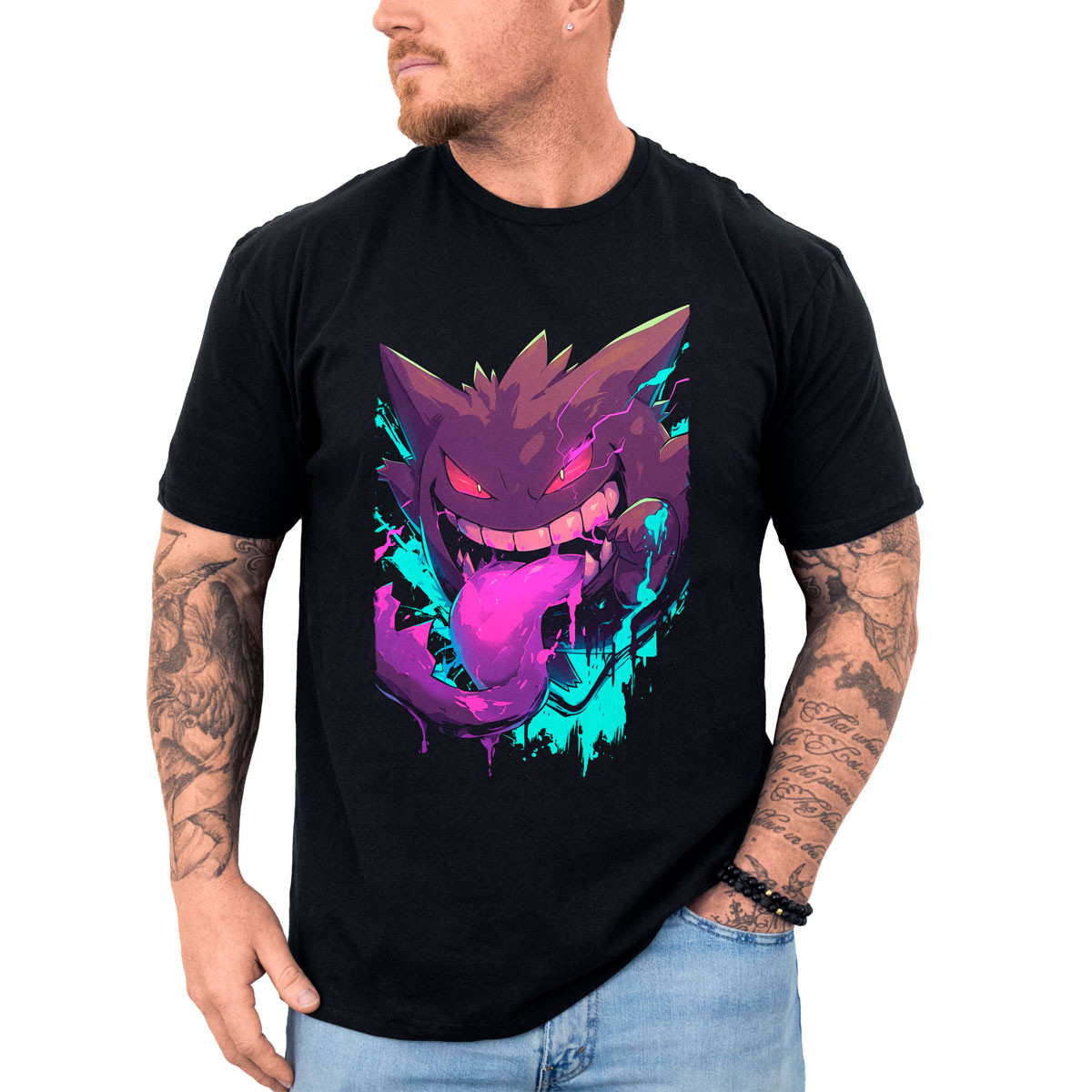poleras-hombre-anime-gengar-lick-dise-o-negro-brillante-