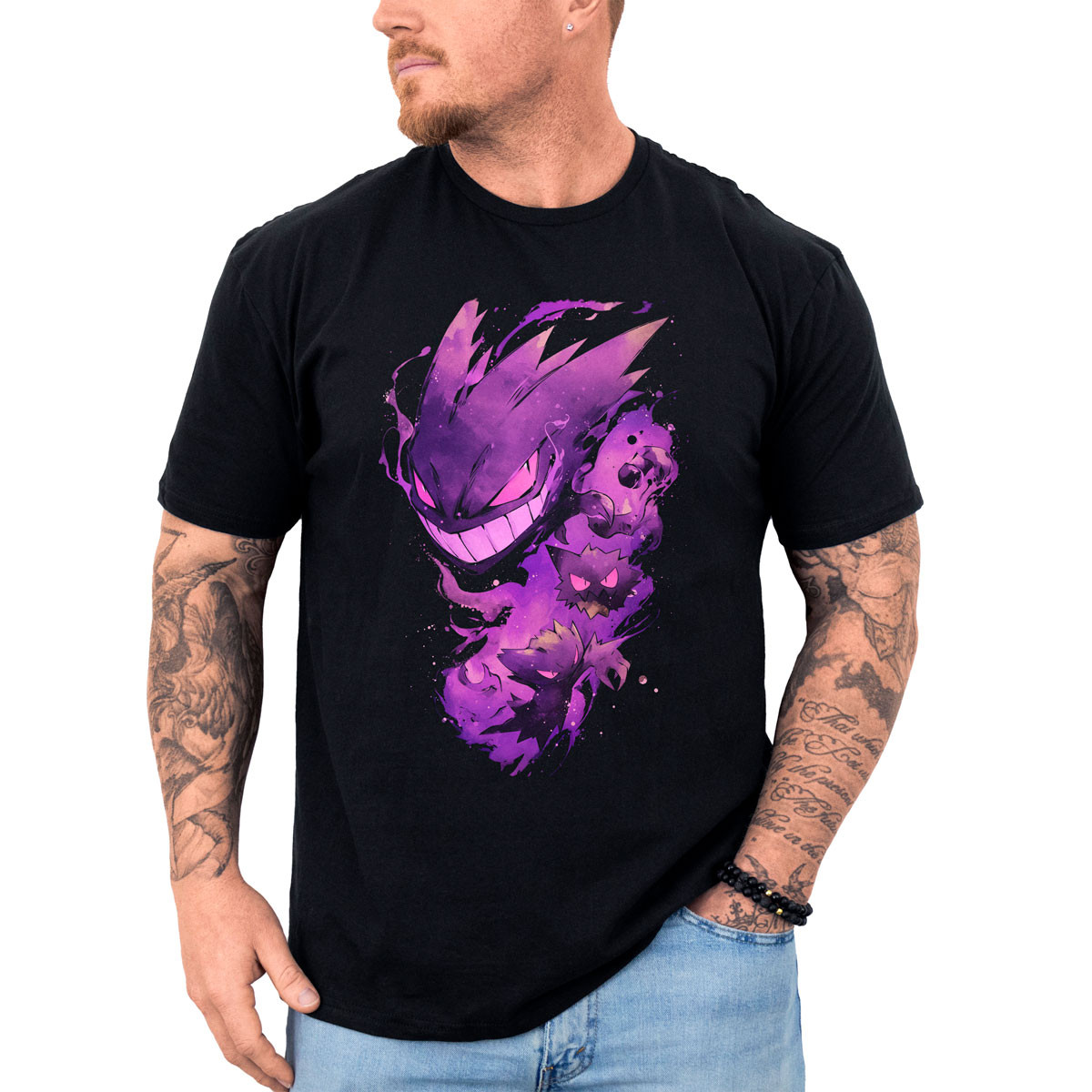 poleras-hombre-anime-haunter-ghost-entrenador-negro