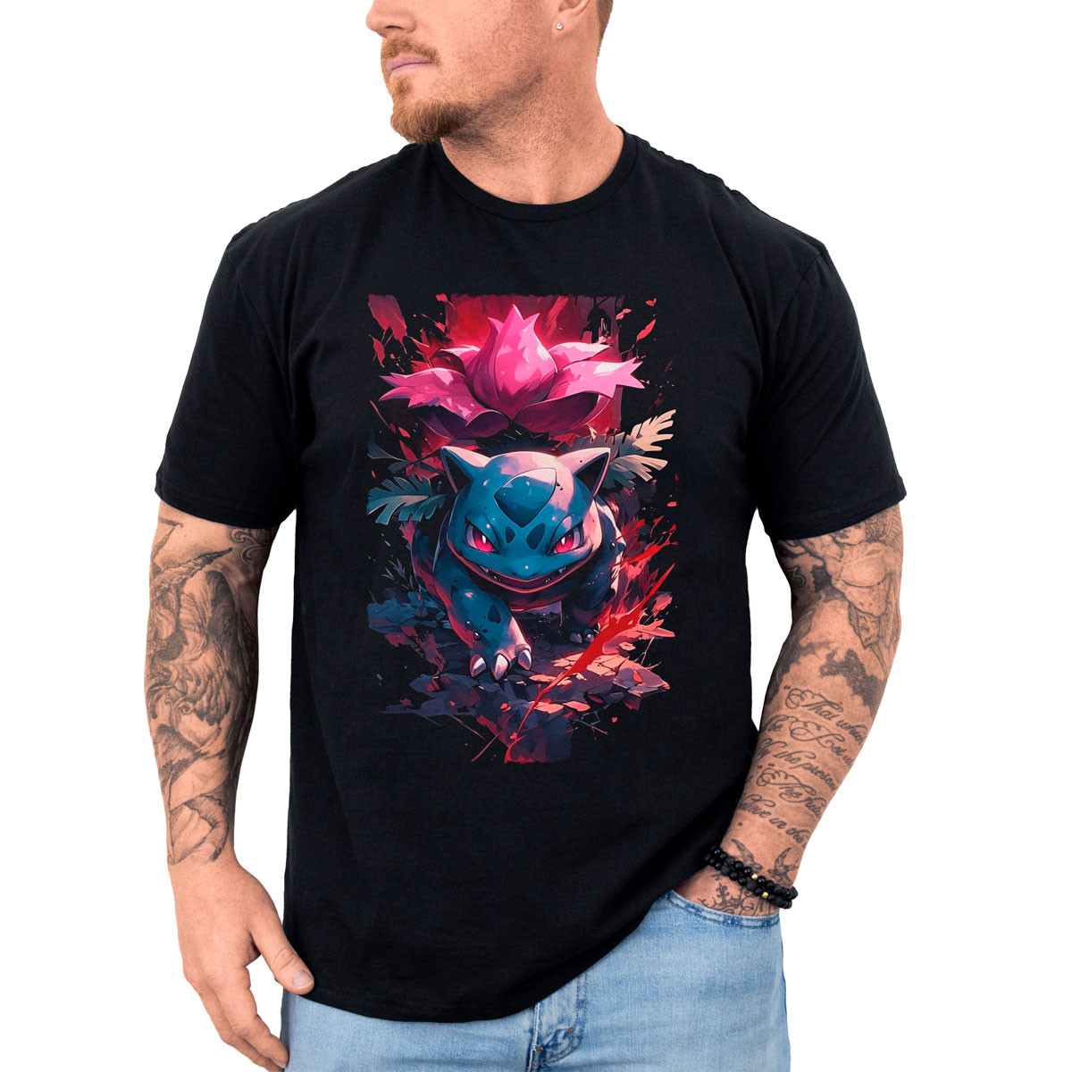 poleras-hombre-anime-ivysaur-pokemon-negro