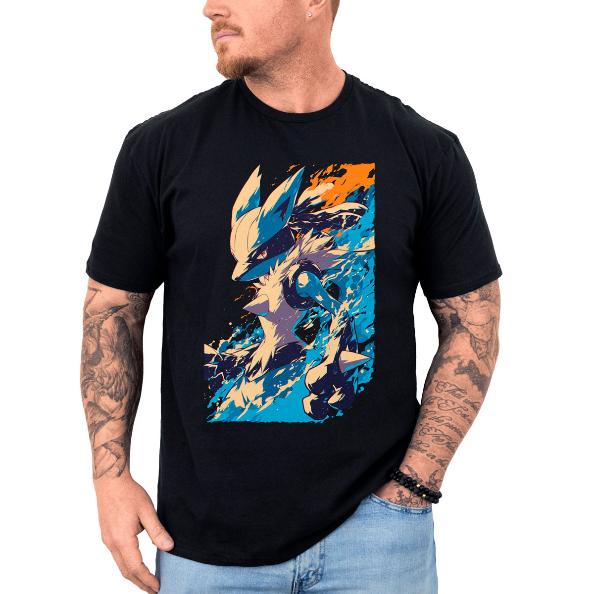 poleras-hombre-anime-lucario-outline-dibujo-pok-mon-