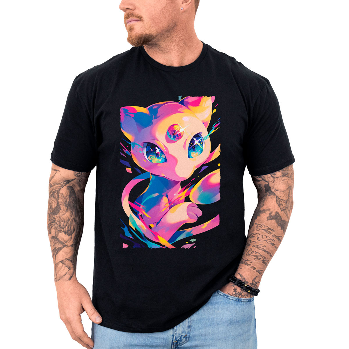 poleras-hombre-anime-mew-face-closeup-negra