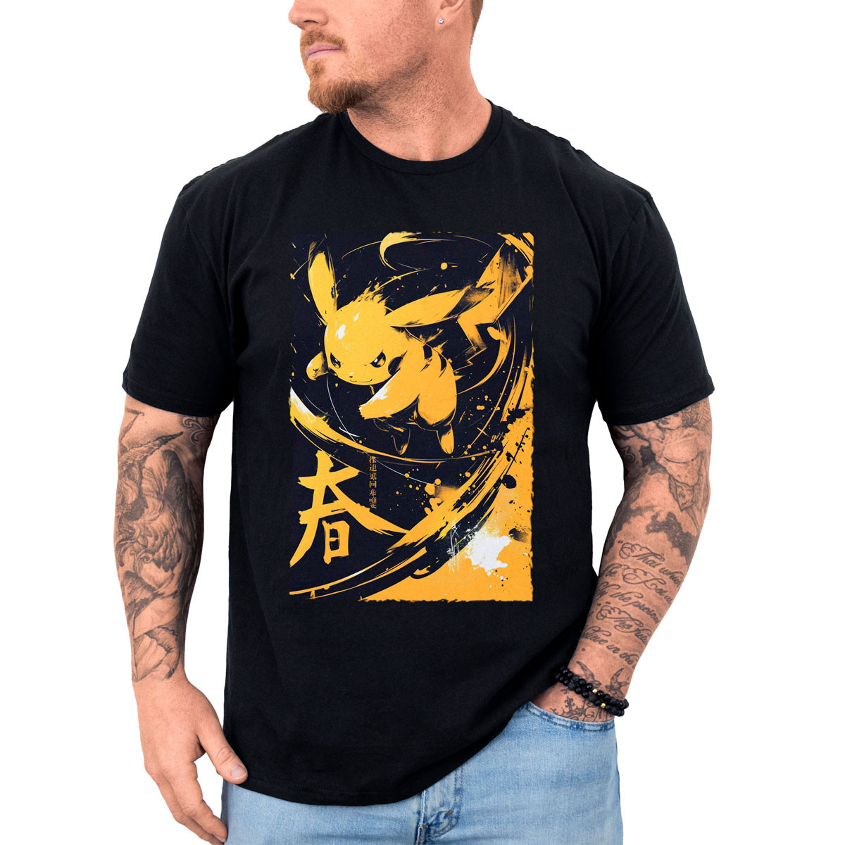 poleras-hombre-anime-pikachu-ink-estilo-pokemon-gym