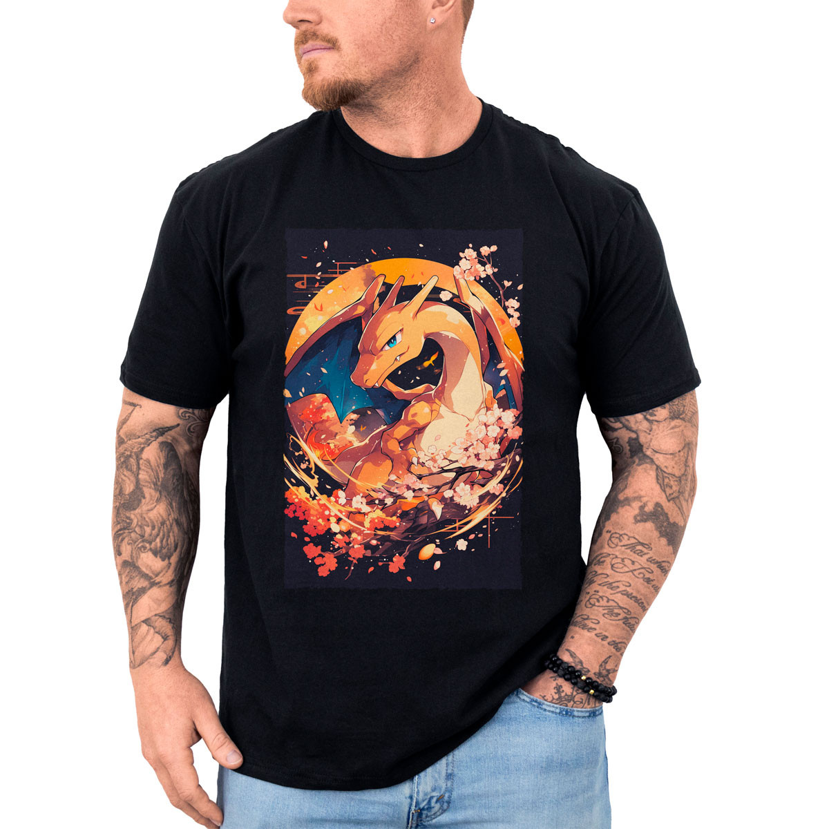 poleras-hombre-anime-pok-dex-charizard-cerezo-en-flor