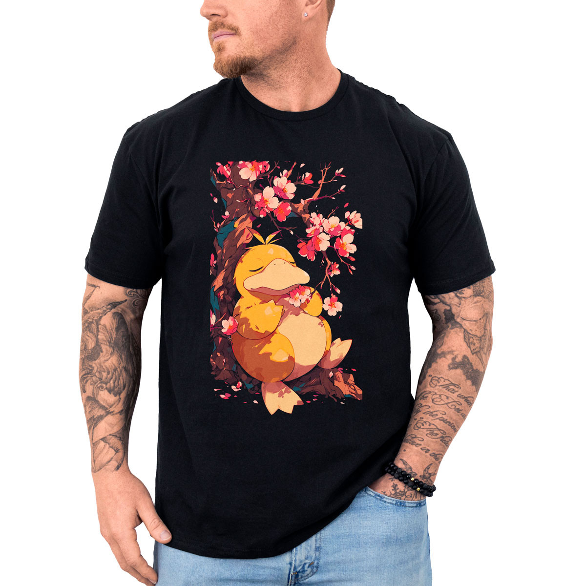 poleras-hombre-anime-psyduck-en-gym-cherry-blossoms