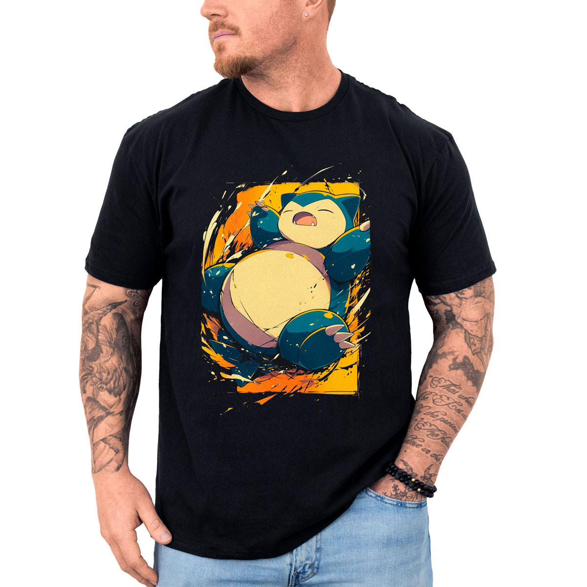 poleras-hombre-anime-snorlax-crunch-batalla-design