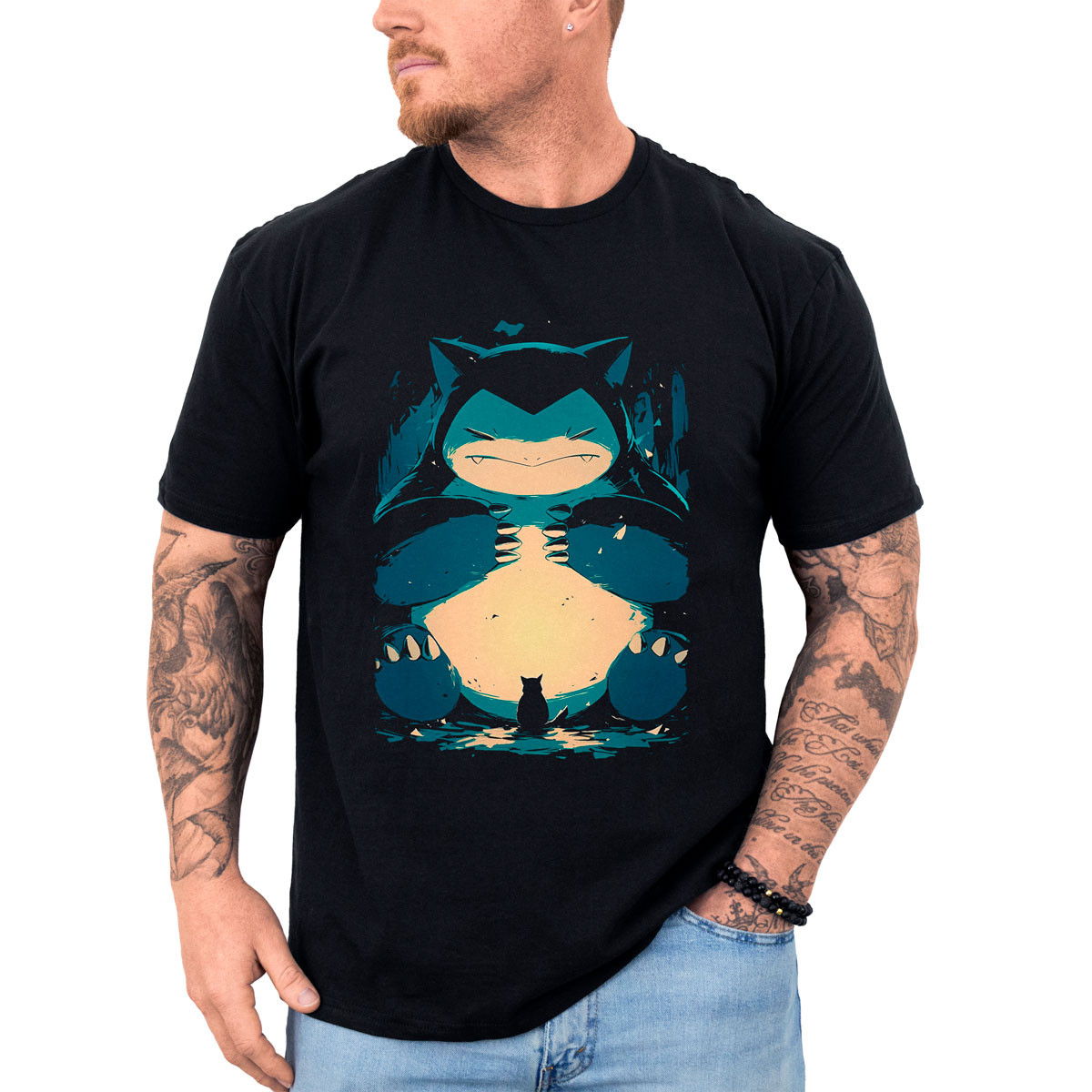 poleras-hombre-anime-snorlax-dise-o-negro-brillante