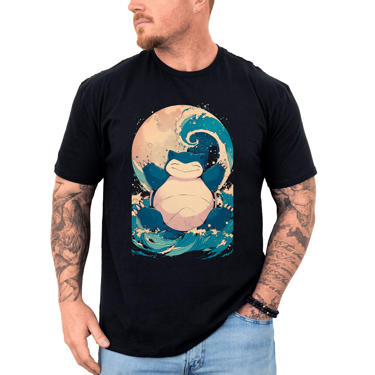 poleras-hombre-anime-suave-snorlax-and-a-moon-pok-mon