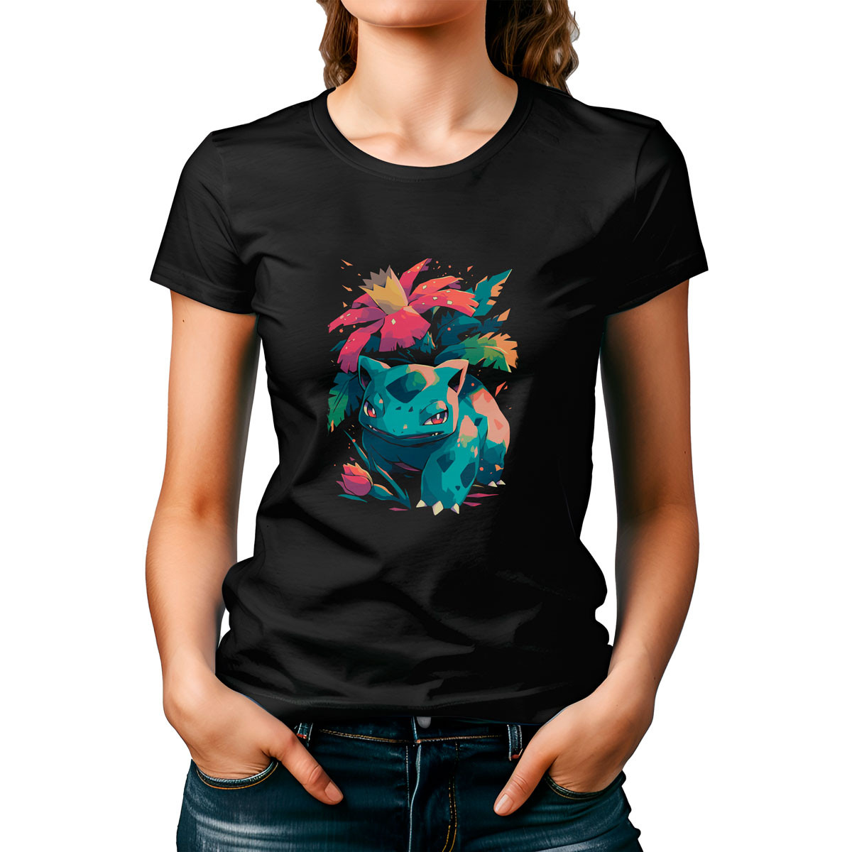 poleras-mujer-batalla-mujer-design-ivysaur-anime-black