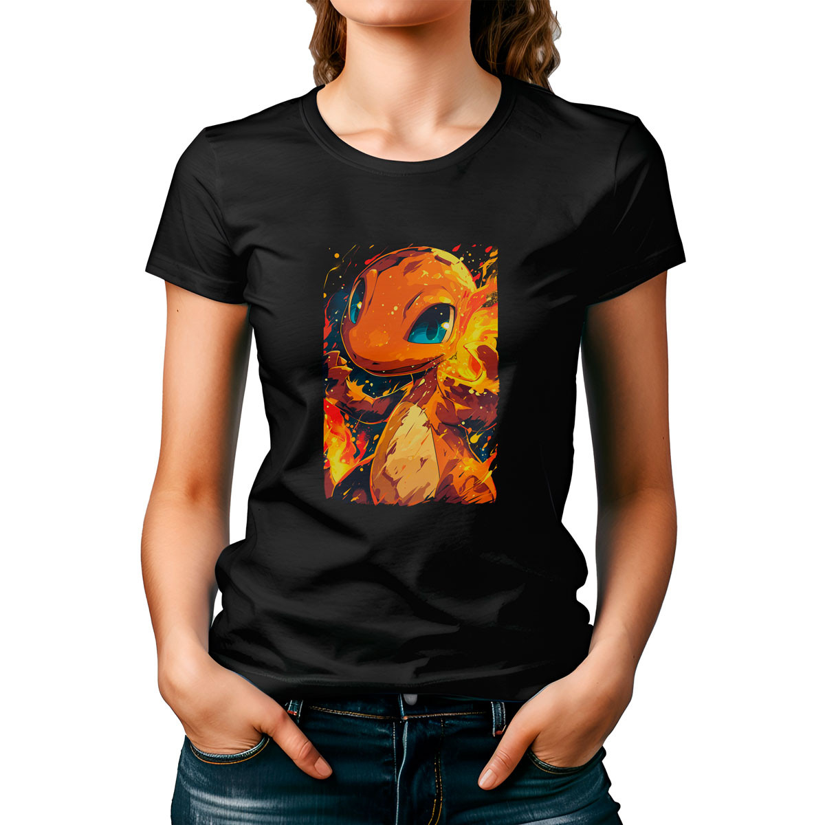 poleras-mujer-caras-de-charmander-pokemon-en-negro