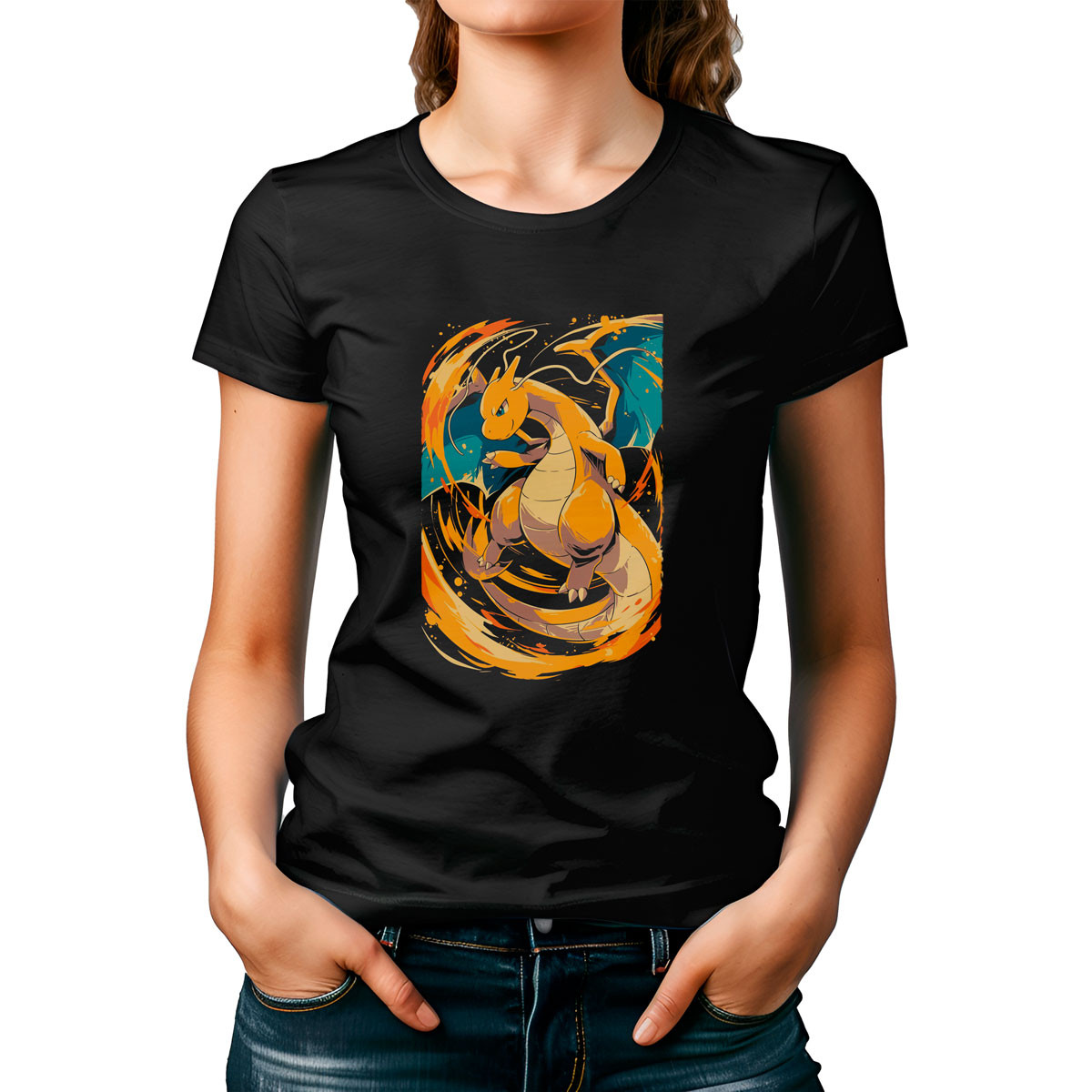 poleras-mujer-dragonite-dragon-rush-manga-corta-gym-design