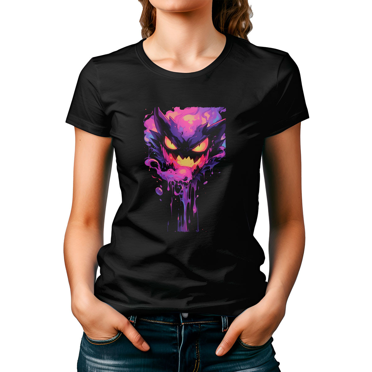 poleras-mujer-estampada-frontal-batalla-poleras-mujer-design-gastly-ghost