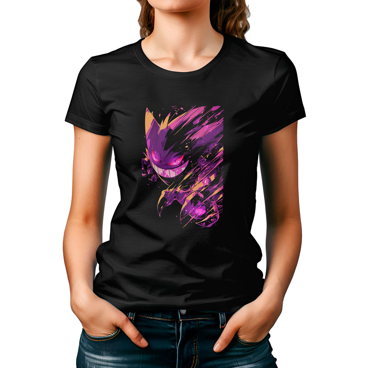 poleras-mujer-estampada-gengar-atacando-anime