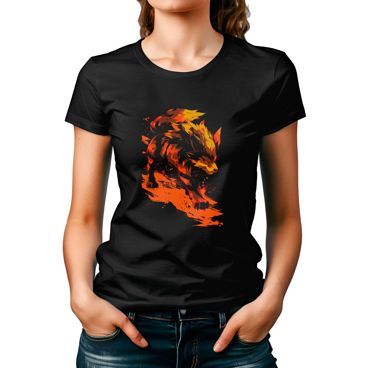 poleras-mujer-estampada-silueta-arcanine-pok-mon-anime