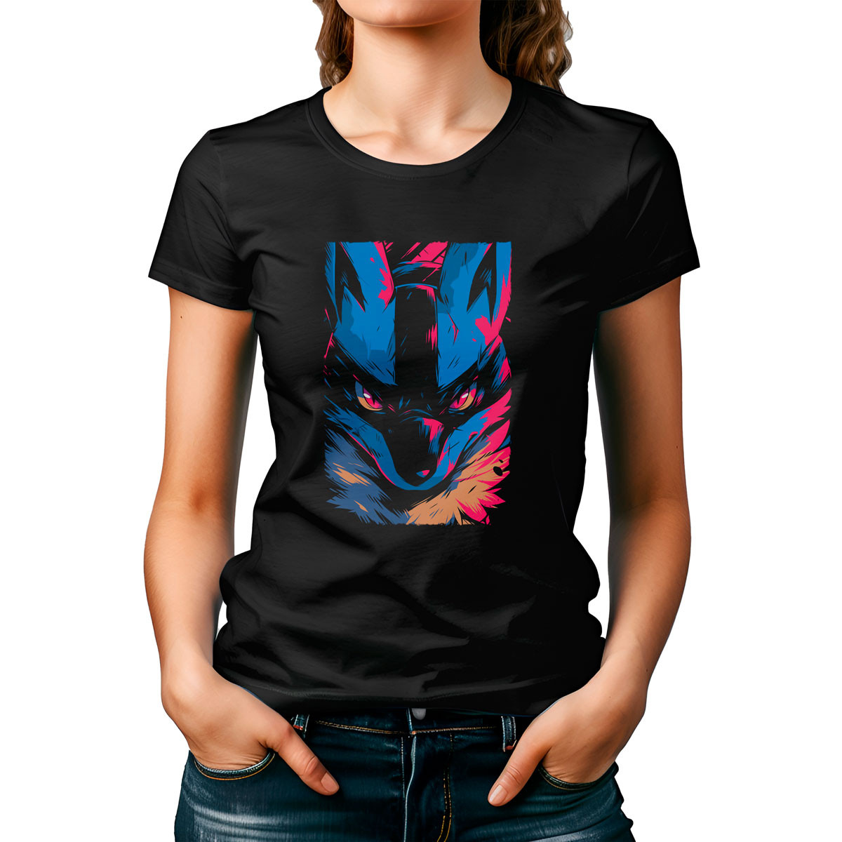 poleras-mujer-lucario-face-poleras-mujer-negra-anime