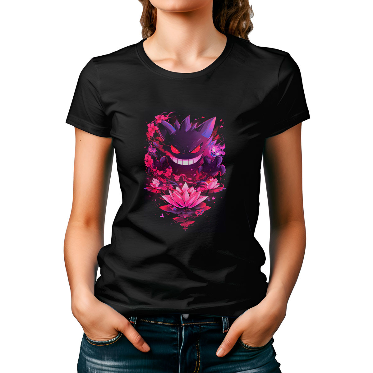 poleras-mujer-manga-corta-batalla-gengar-lotus-pokemon-anime