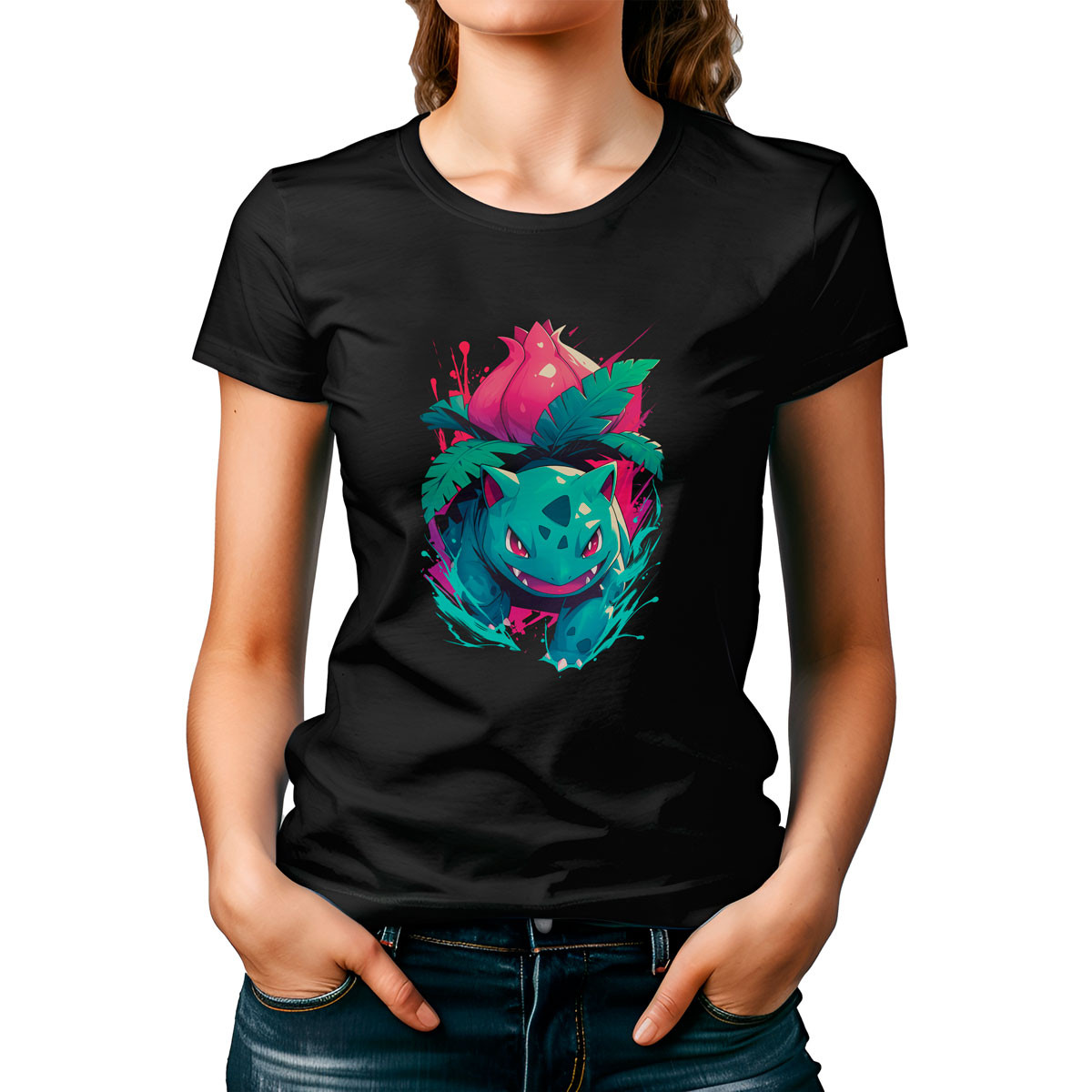 poleras-mujer-negra-con-dise-o-ivysaur-razor-leaf