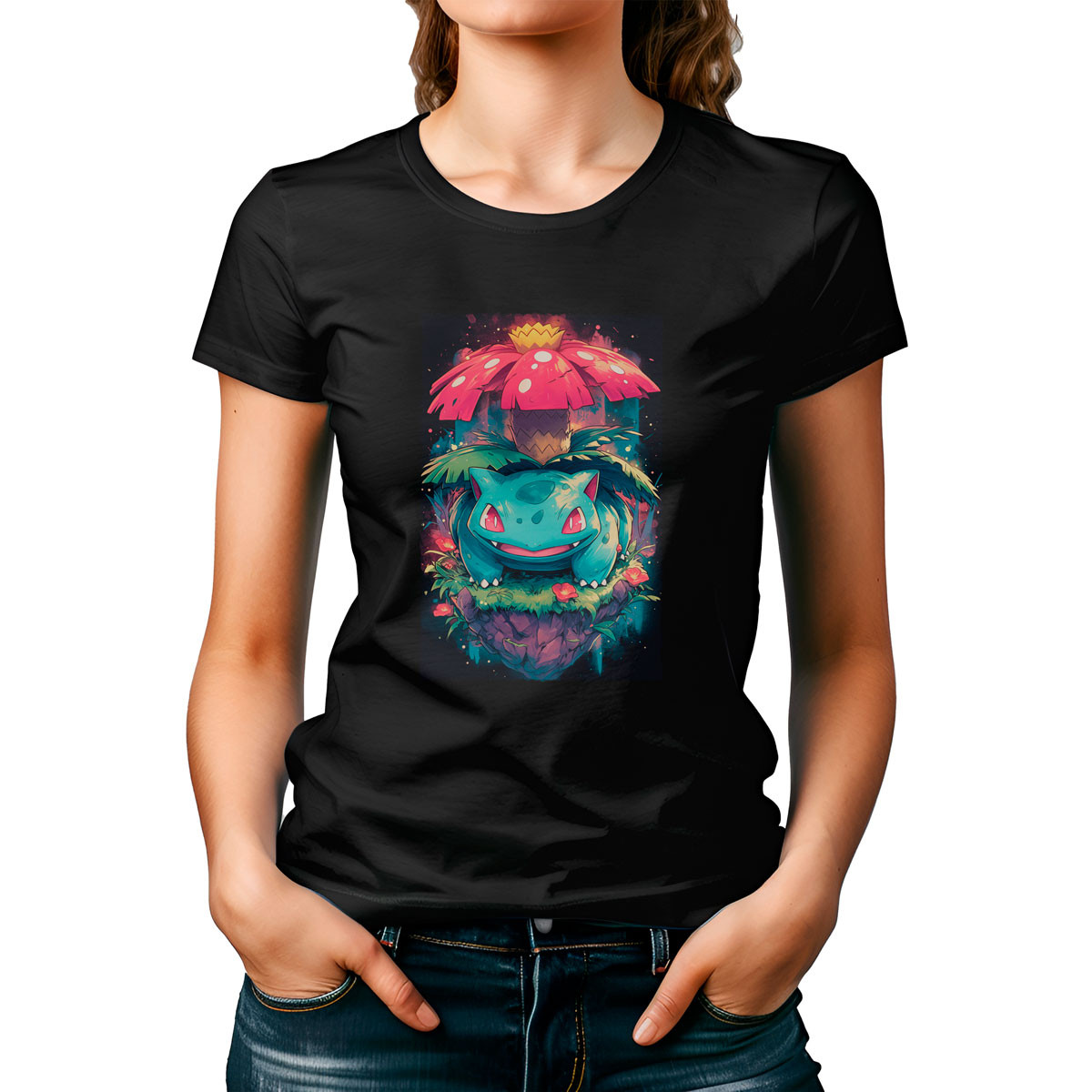 poleras-mujer-negro-brillante-dise-o-venusaur-pok-mon