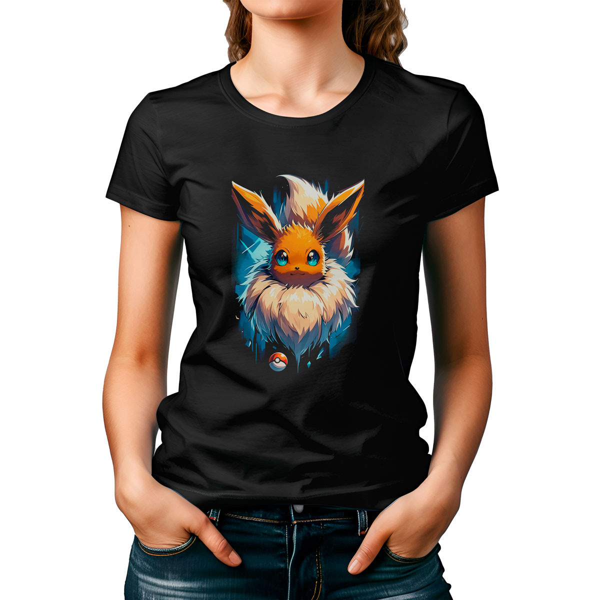 poleras-mujer-negro-gym-estilo-eevee-pokemon-anime-brillante