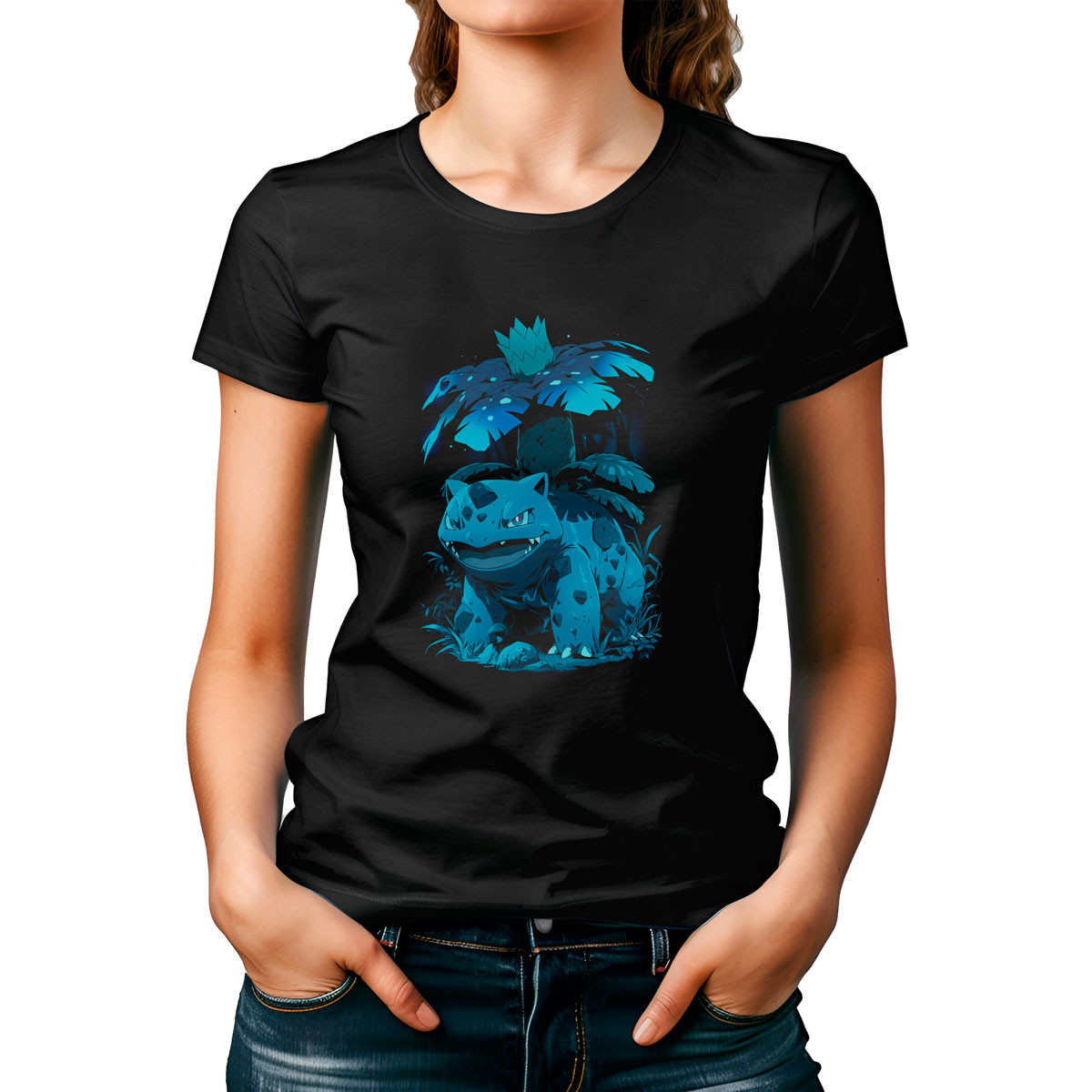poleras-mujer-negro-venusaur-pokemon-anime
