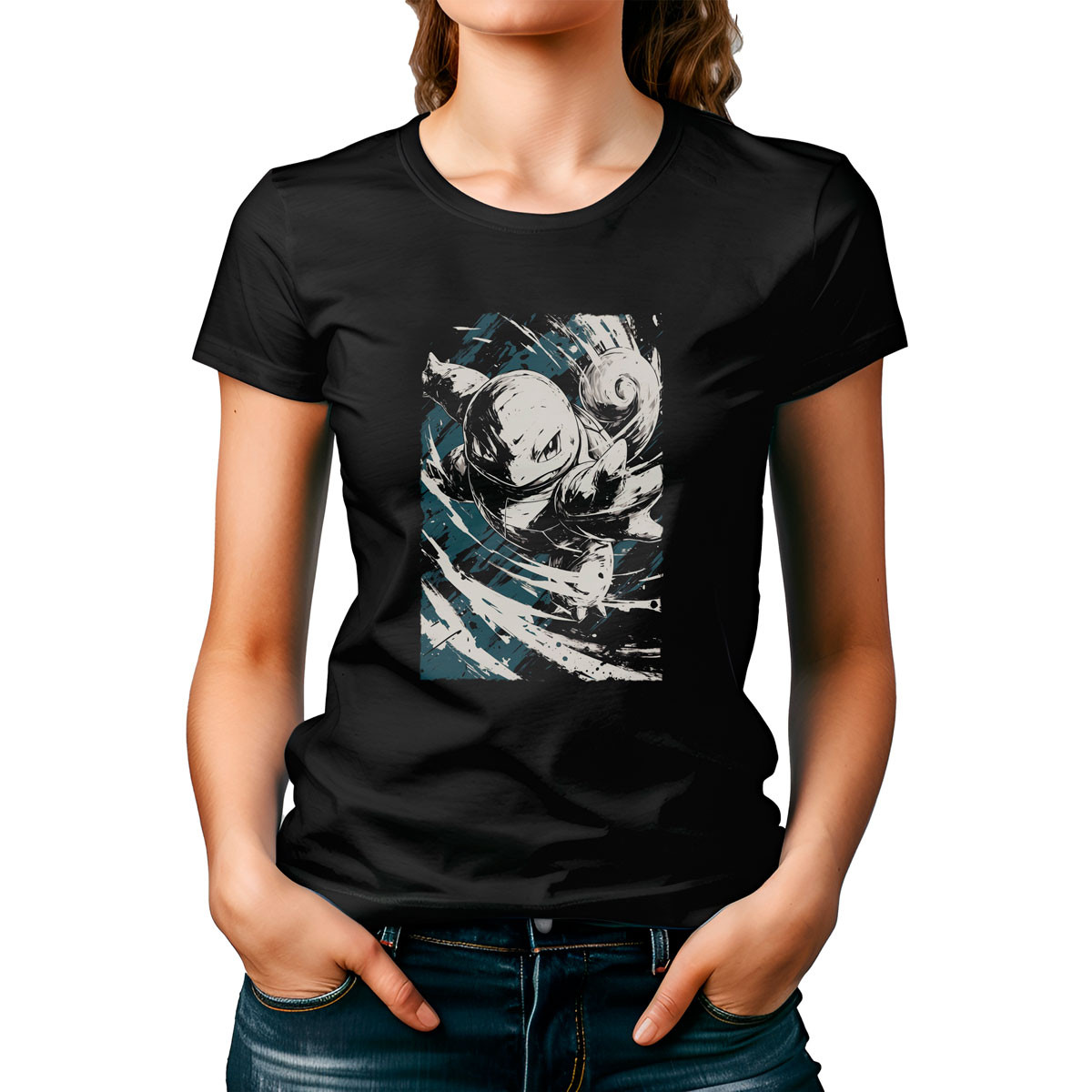 Poleras Mujer Sketch Squirtle Pokemon Anime - Unika Tienda Online