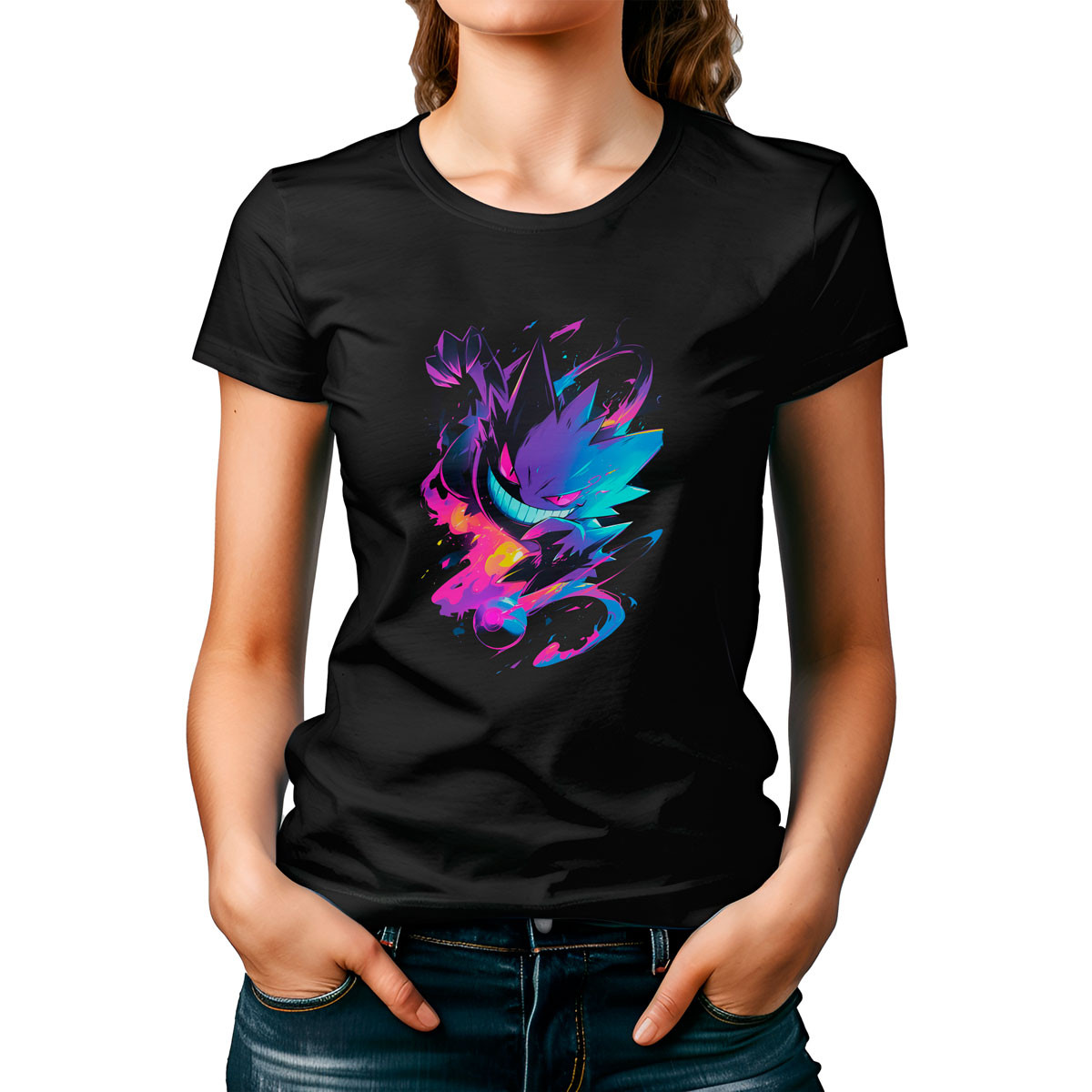 poleras-negra-entrenador-haunter-atacando-pokemon-anime