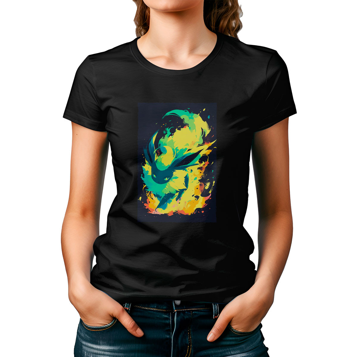 poleras-silueta-flareon-pokemon-negro-elegante