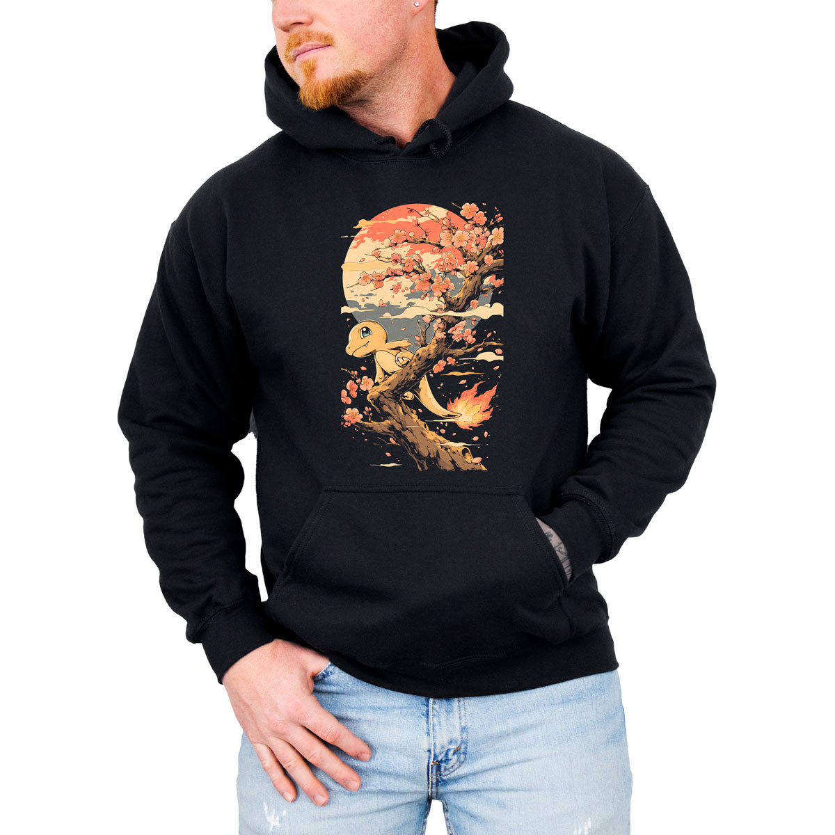 poleron-anime-charmander-en-batallas-pok-mon-con-cerezos-en-flor