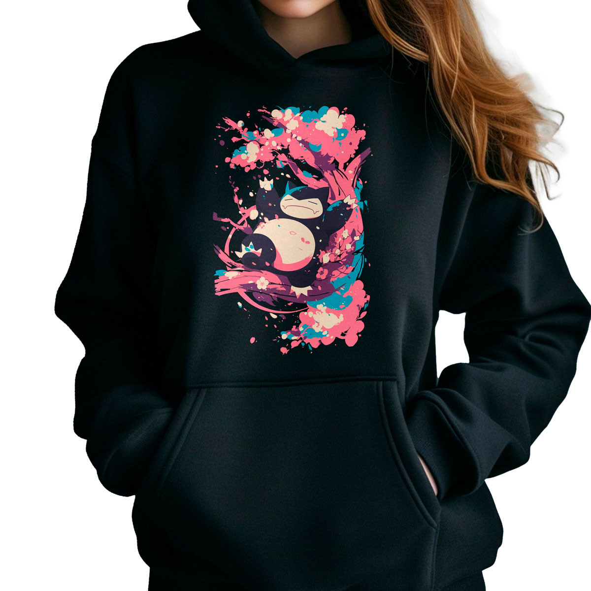 poleron-anime-corta-shiny-snorlax-pokemon-negro