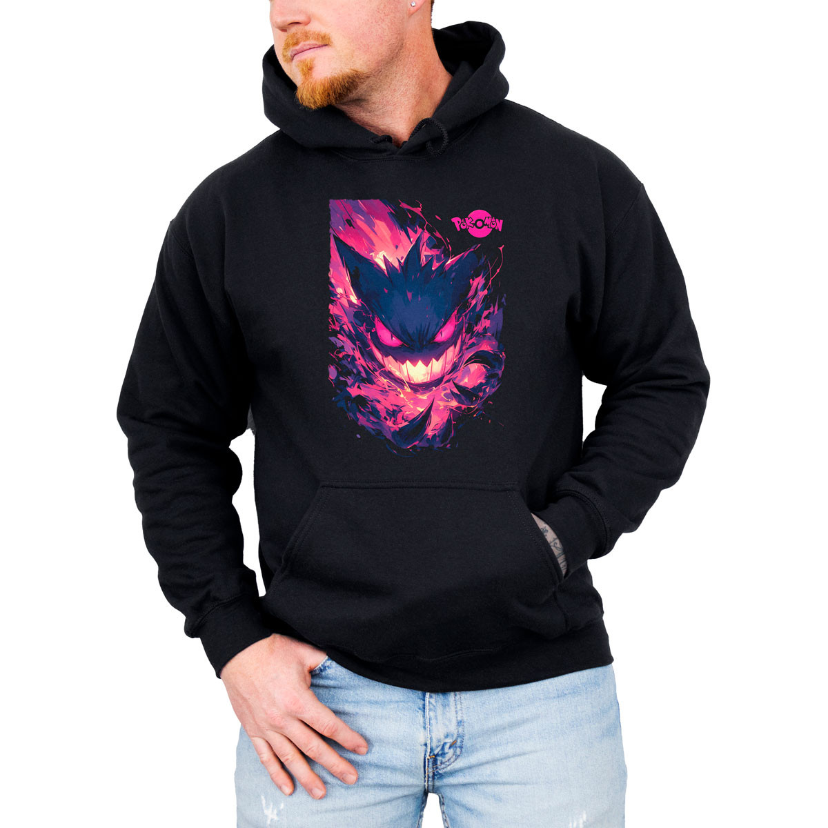 poleron-anime-hombre-gengar-brillante-pok-mon-manga-corta