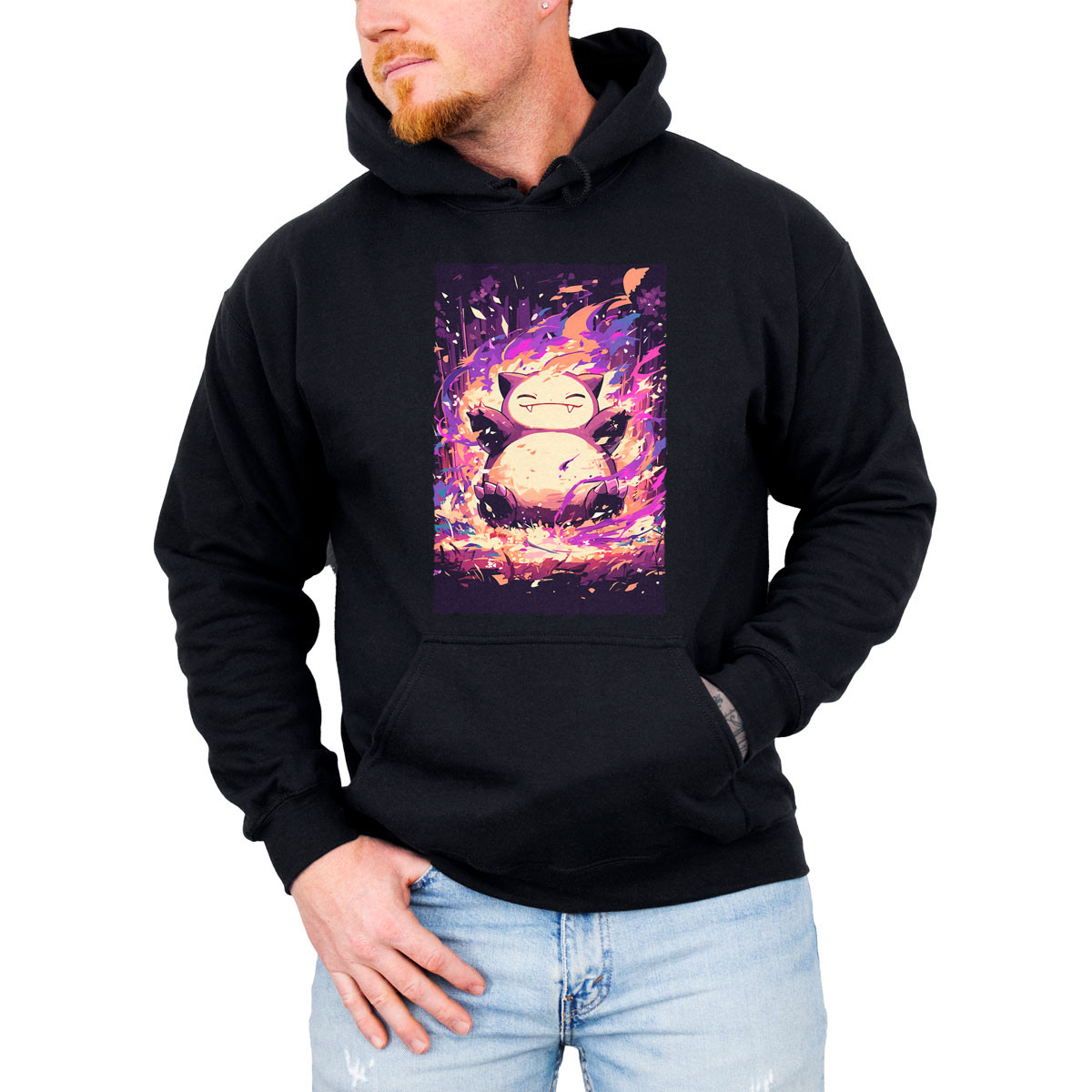 poleron-anime-hombre-snorlax-pokemon-negro