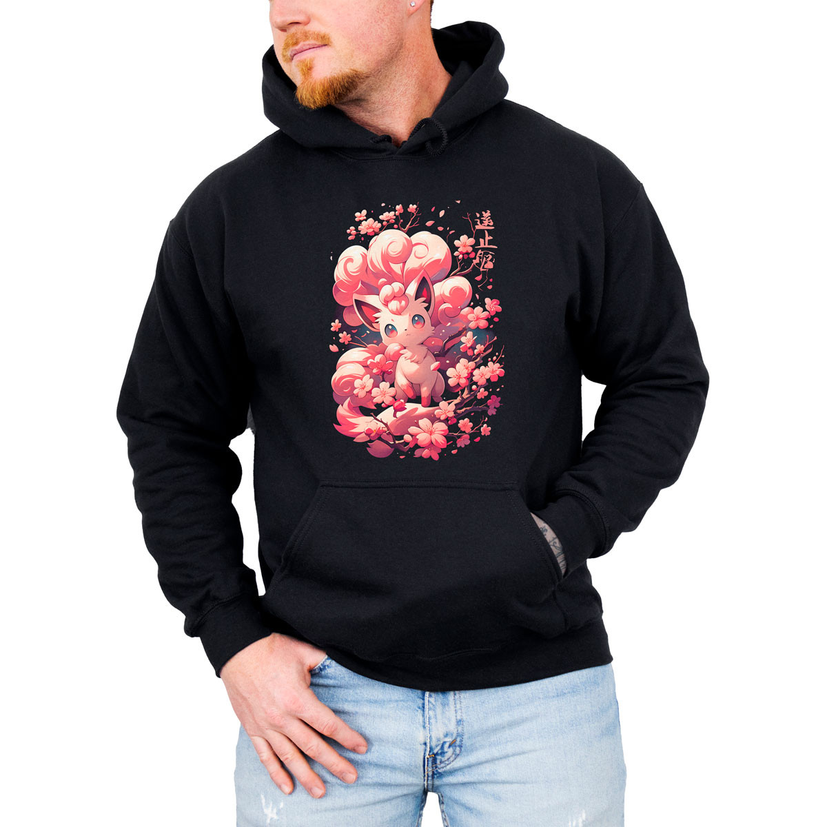 poleron-anime-hombre-vulpix-en-flores-cerezo