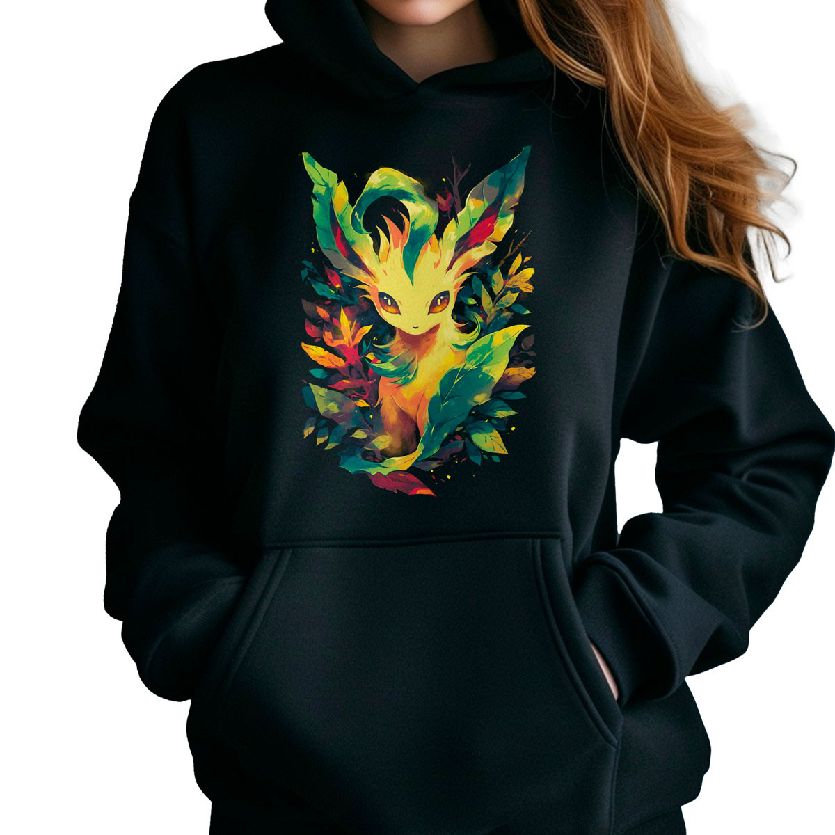 poleron-anime-leafeon-shiny-pokemon-negro