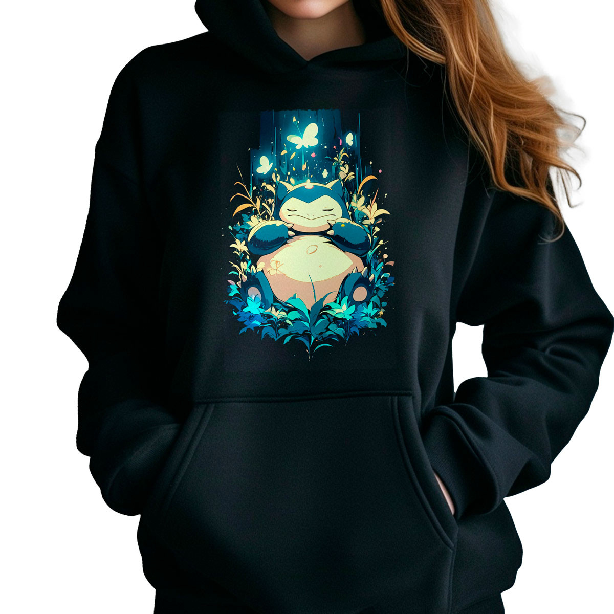 poleron-anime-mujer-snorlax-shiny-pok-mon-negro