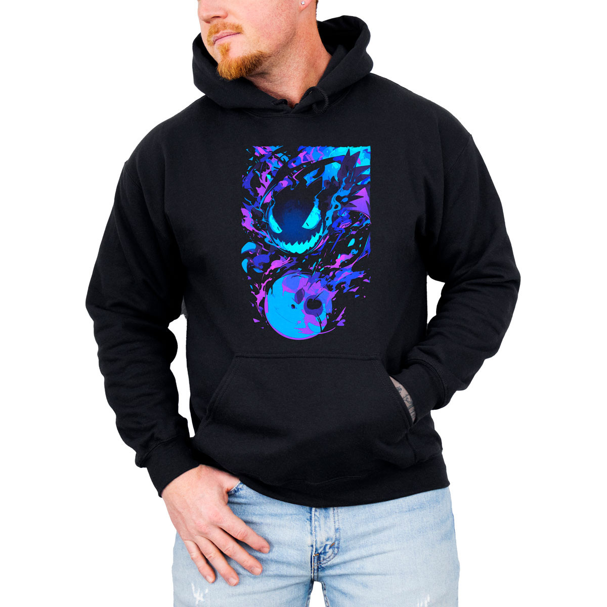 polerones-anime-hombre-estampada-frontal-gym-gastly-confuse-ray