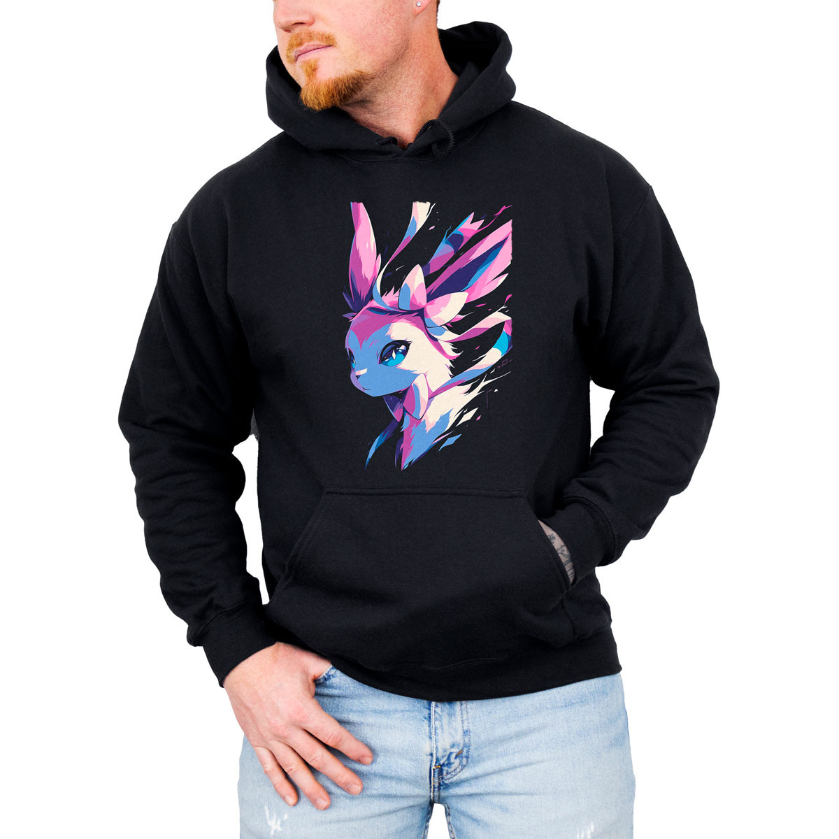 Polerones Anime Hombre Sylveon Face CloseUp Pokémon - Unika Tienda Online