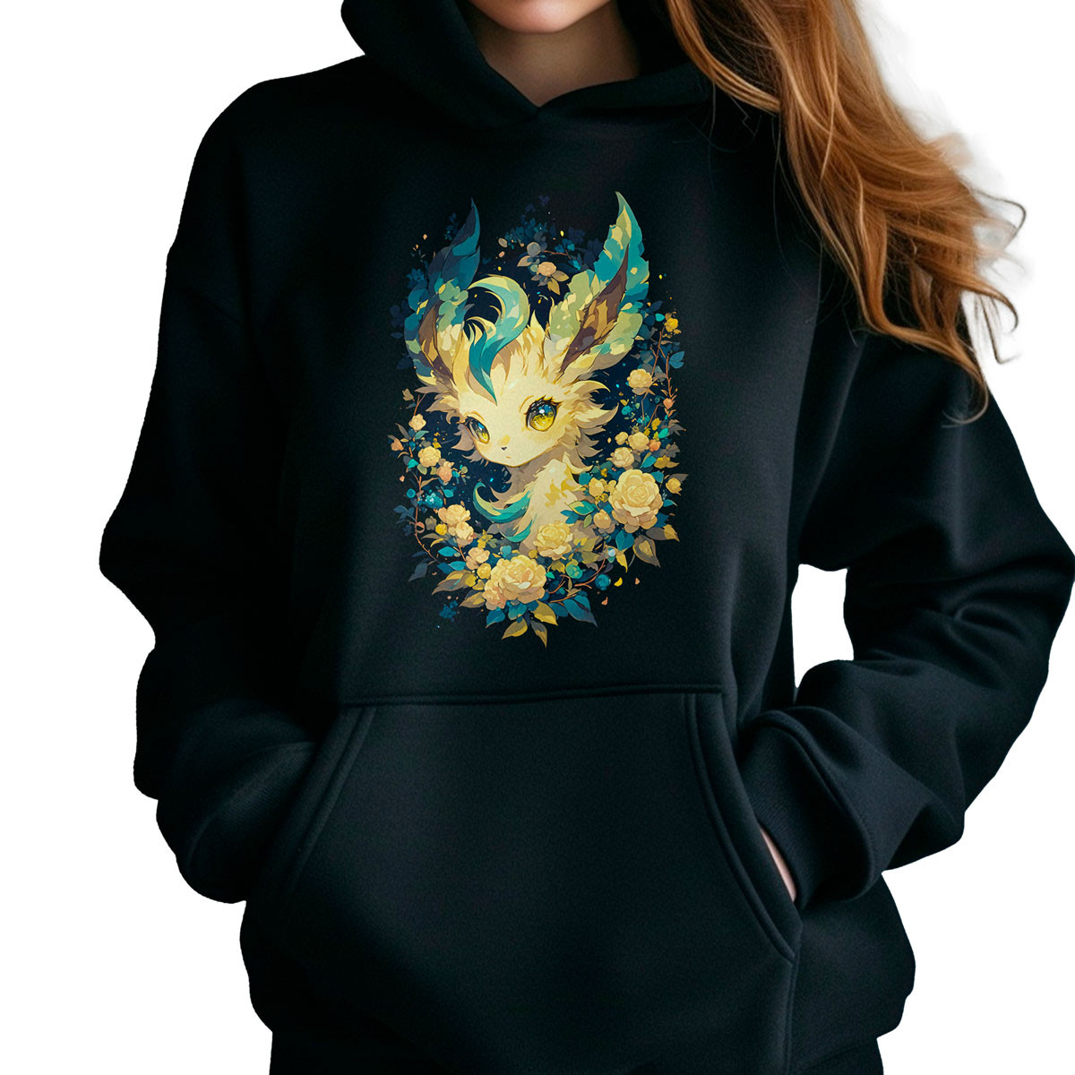 polerones-anime-leafeon-green-flowers-capucha-brillante