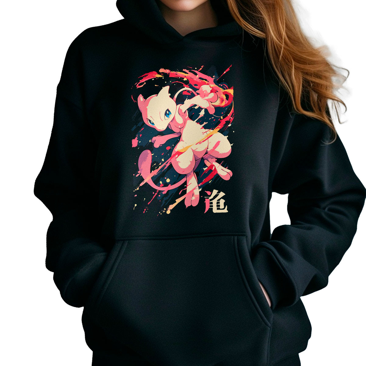 polerones-anime-mew-full-power-estampado-negro