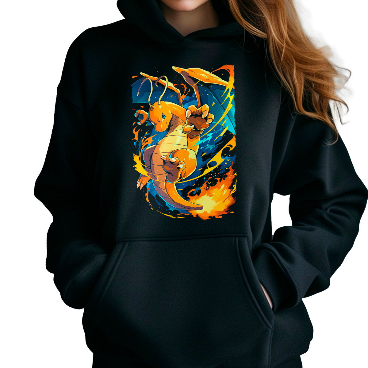 polerones-anime-mujer-dragonite-pok-mon-atacando