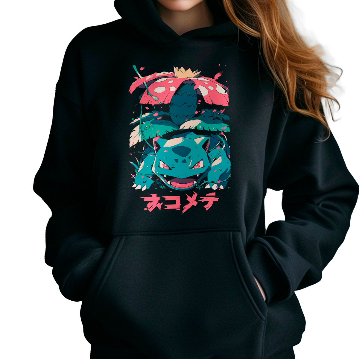 polerones-anime-mujer-estampado-brillante-venusaur-oscuro