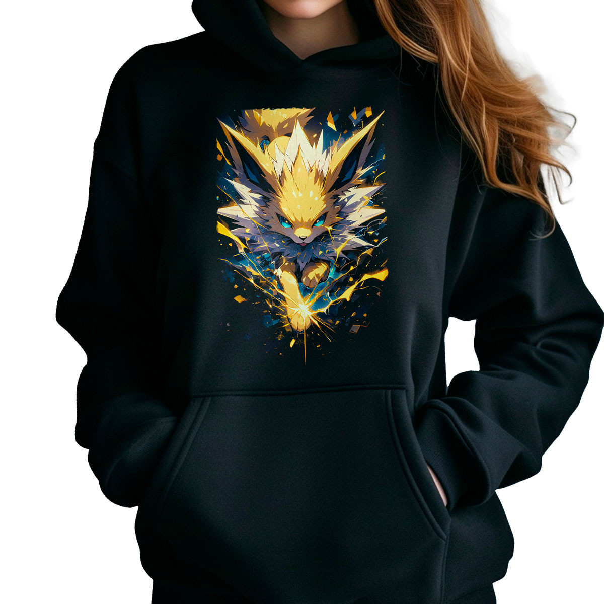 polerones-anime-mujer-jolteon-thunder-fang-negro