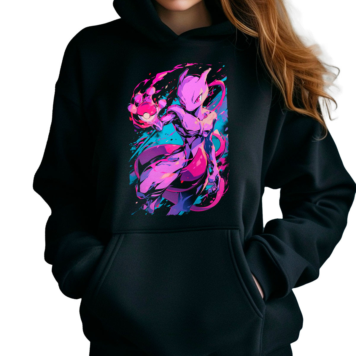 polerones-anime-mujer-negra-batalla-mewtwo-shiny-anime-black-ba