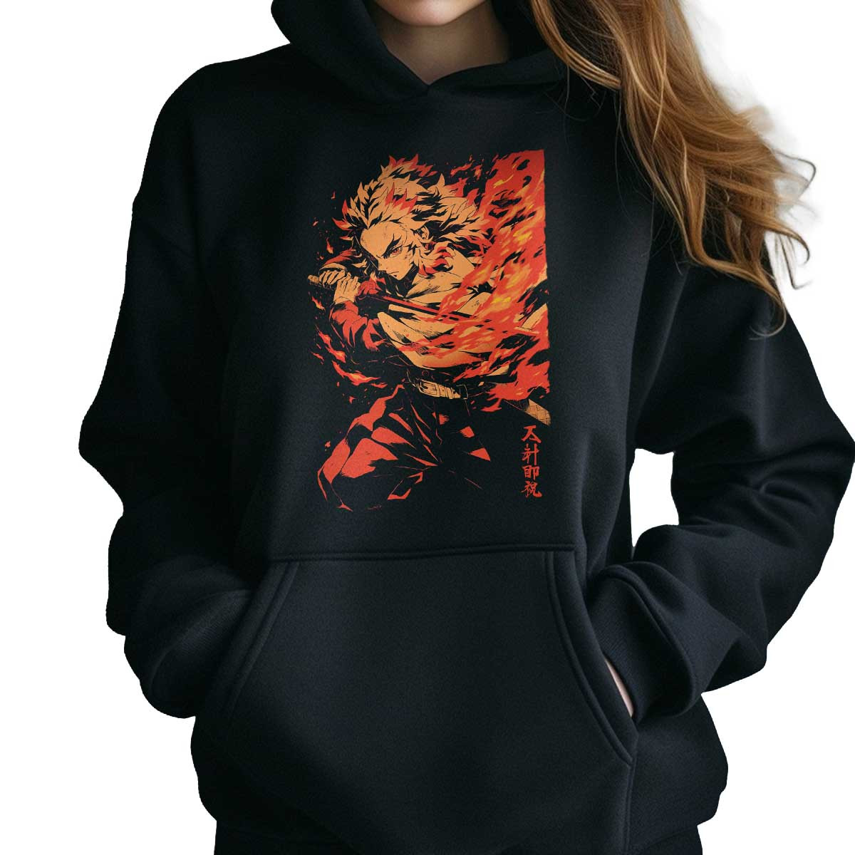 canguro-anime-akaza-flames-sudadera