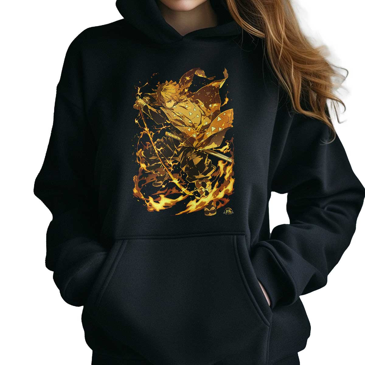 canguro-anime-mujer-estampada-frontal-zenitsu-agatsuma-lightning